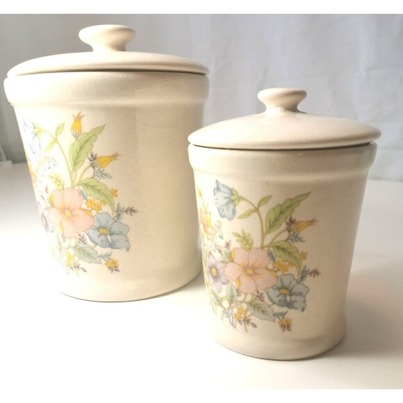 Vintage ALCO Ceramic Canister Trio – Made in Romania – Botanical Floral Design - Picture 5 of 16